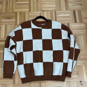 Brown & White Checker Board Sweater